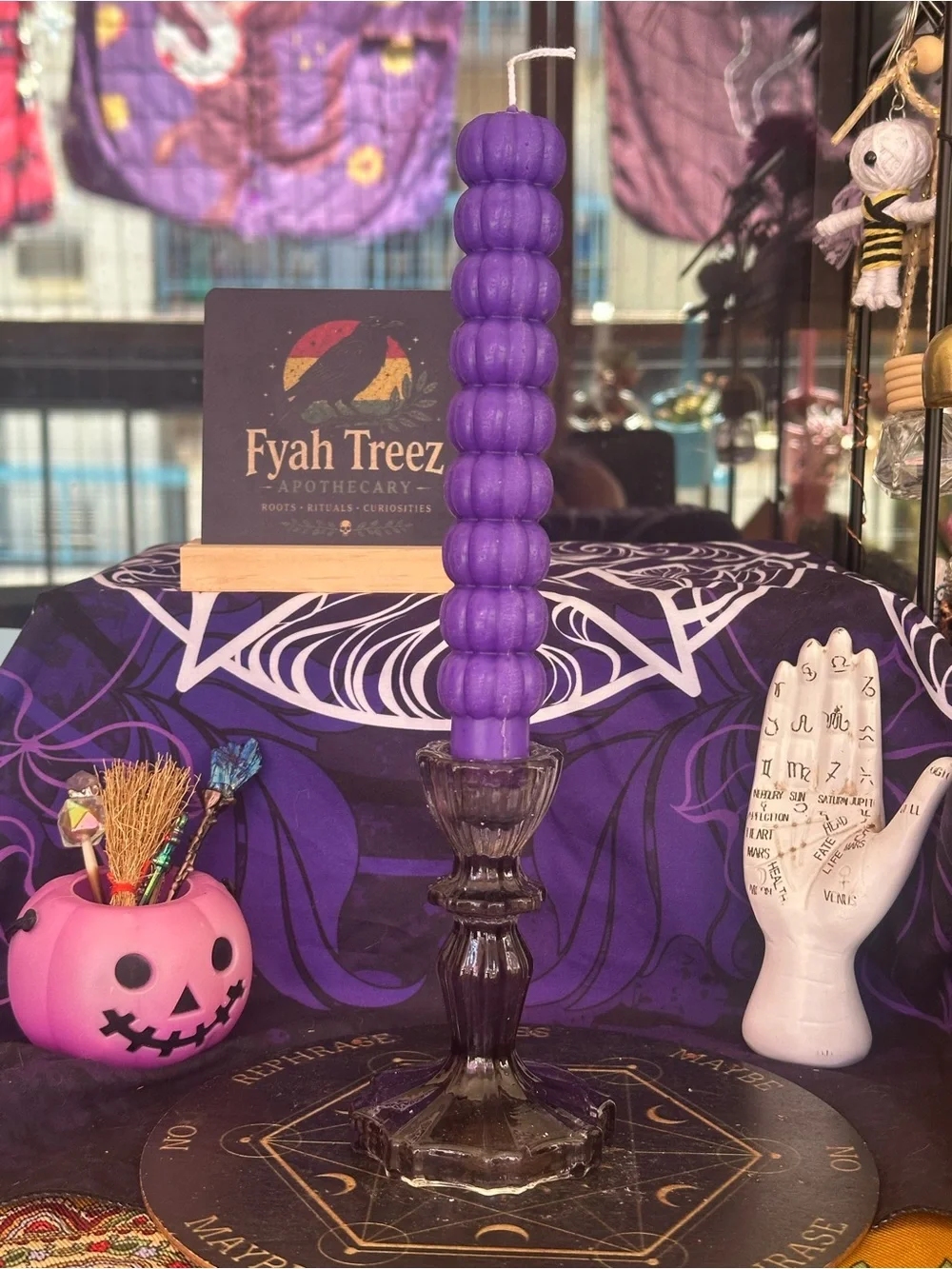 Purple Pumpkin Stack Taper Candle